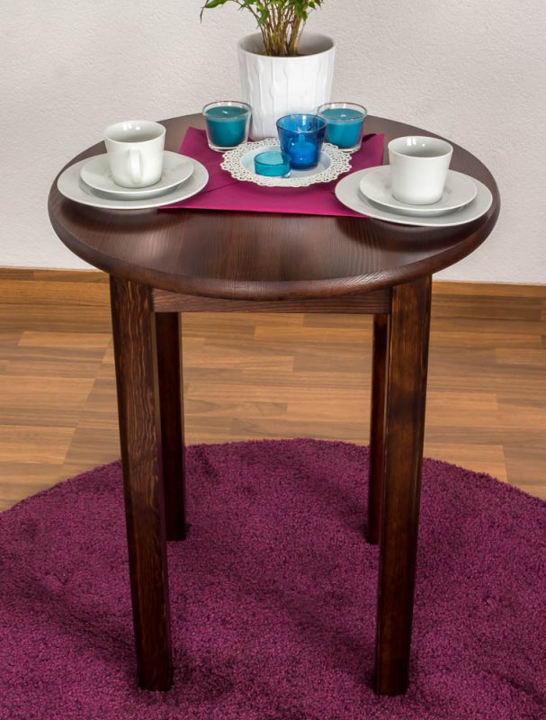 Table en pin massif, couleur noix 003 (ronde) - diamètre 60 cm