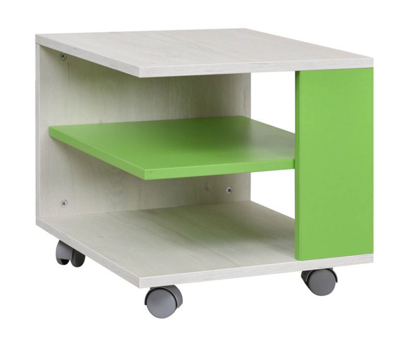 Chambre d'enfants - table basse Luis 09, couleur : chêne blanc / vert - 45 x 45 x 43 cm (L x P x H)