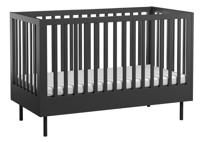 Lit enfant / lit à barreaux Airin 02, couleur : noir - Surface de couchage : 70 x 140 cm (L x l)