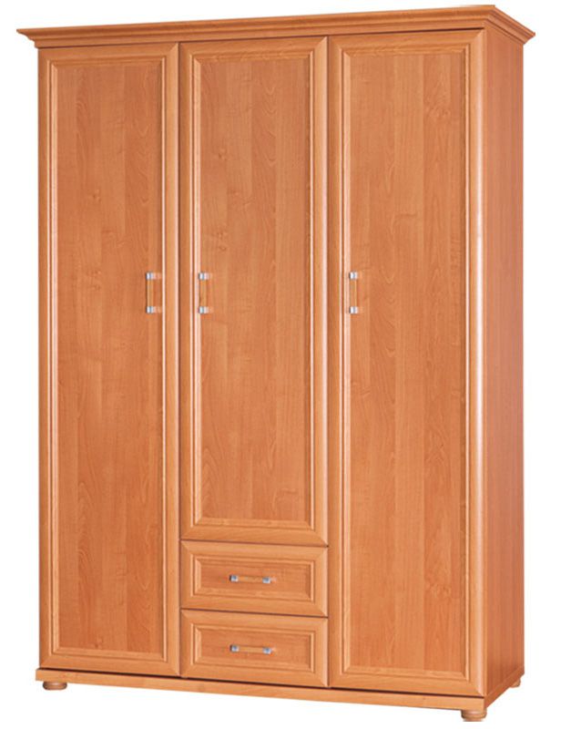 Armoire à portes battantes / penderie Louga 25, Couleur : Rouge-brun - 195 x 135 x 53 cm (H x L x P)