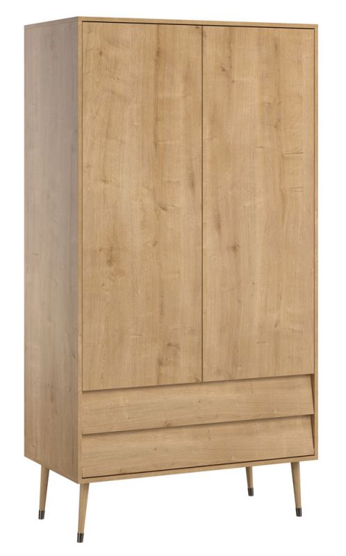 Armoire à portes battantes / armoire Peetu 02, couleur : chêne - Dimensions : 191 x 100 x 55 cm (H x L x P)