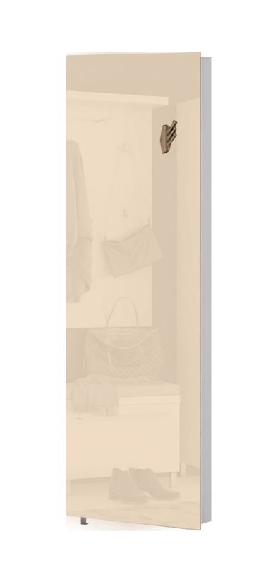 Armoire à chaussures Siusega 06, couleur : crème brillant - 208 x 67 x 16 cm (h x l x p)