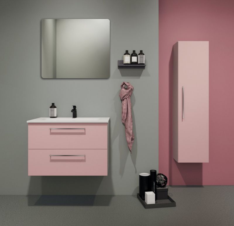 Meuble de salle de bain - Set C Noida, 2 pièces y compris lavabo / vasque, couleur : beige / rose