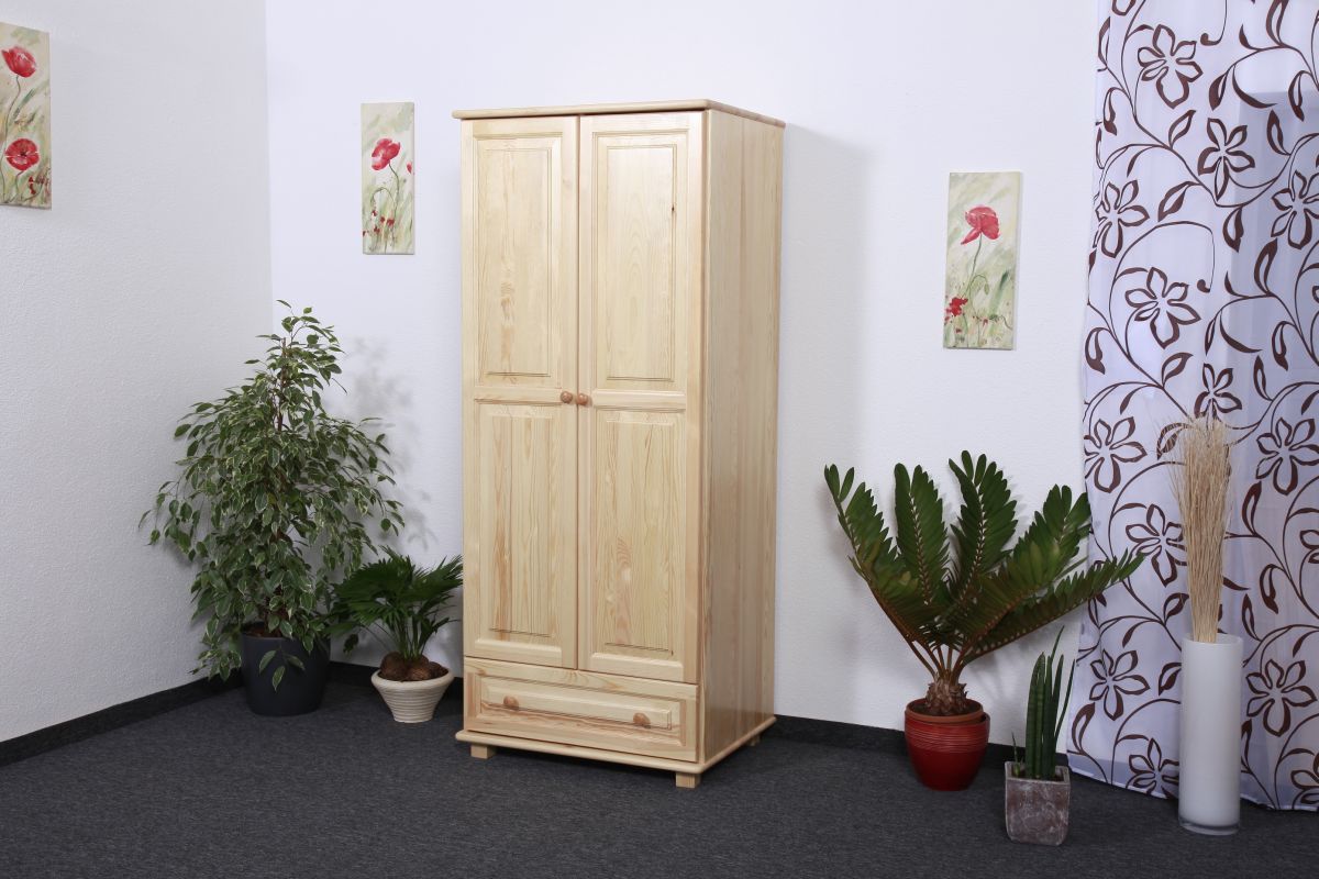 Armoire en bois de pin massif, naturel 007 - Dimensions 190 x 80 x 60 cm (H