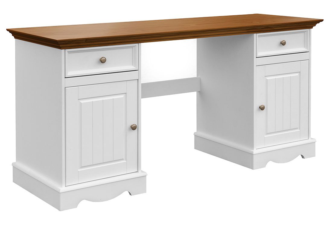Petit bureau avec 4 tiroirs à droite, couleur blanc, h : 77 cm, l