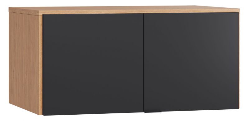 Élément pour armoire à deux portes Leoncho 13, couleur : chêne / noir - Dimensions : 45 x 93 x 57 cm (H x L x P)