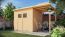 Maison de jardin en planches de bois avec toit monopente, extension de toit incluse, plancher et feutre de couverture, finition naturelle - 14 mm, surface au sol : 4,20 m².