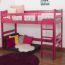 Lit d'enfant / mezzanine "Easy Premium Line" K14/n, hêtre massif rose - Dimensions : 90 x 200 cm