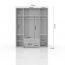 Armoire à portes battantes / armoire avec cadre Siumu 29, Couleur : Blanc / Blanc brillant - 226 x 187 x 60 cm (H x L x P)
