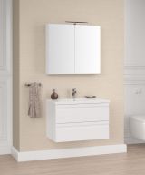 Meuble de salle de bains - Set R Bikaner, 2 pièces y compris lavabo / vasque, couleur : blanc brillant