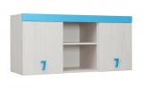 Chambre d'enfant - placard Luis 15, couleur : chêne blanc / bleu - 58 x 120 x 42 cm (H x L x P)