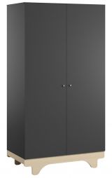 Armoire à portes battantes / armoire Lillebror 03, couleur : gris / bouleau - Dimensions : 185 x 100 x 52 cm (H x L x P)