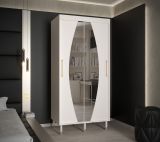 Armoire moderne avec miroir Jotunheimen 169, couleur : blanc - dimensions : 208 x 100,5 x 62 cm (h x l x p)