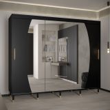 Armoire avec miroir Jotunheimen 180, couleur : noir - dimensions : 208 x 250,5 x 62 cm (h x l x p)