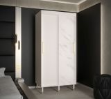 Armoire à portes coulissantes unique en son genre, aspect marbre Jotunheimen 25, couleur : blanc - Dimensions : 208 x 100,5 x 62 cm (H x L x P)