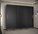 Elégante armoire à portes coulissantes avec 10 compartiments Jotunheimen 12, couleur : noir - Dimensions : 208 x 250,5 x 62 cm (H x L x P)