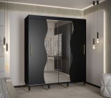 Elégante armoire avec deux barres de penderie Jotunheimen 188, couleur : noir - dimensions : 208 x 180,5 x 62 cm (h x l x p)