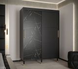 Armoire à portes coulissantes avec une porte miroir Jotunheimen 90, couleur : noir - Dimensions : 208 x 150,5 x 62 cm (H x L x P)