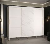 Armoire simple avec aspect marbre Jotunheimen 95, couleur : blanc - dimensions : 208 x 250,5 x 62 cm (h x l x p)