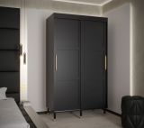 Armoire sombre à portes coulissantes avec deux barres de penderie Jotunheimen 64, couleur : noir - Dimensions : 208 x 120,5 x 62 cm (H x L x P)