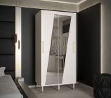 Armoire moderne avec miroir Jotunheimen 205, couleur : blanc - dimensions : 208 x 100,5 x 62 cm (h x l x p)