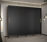 Exceptionnelle armoire à portes coulissantes à trois portes Jotunheimen 108, couleur : noir - Dimensions : 208 x 250,5 x 62 cm (H x L x P)