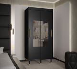 Elégante armoire à portes coulissantes avec cinq compartiments Jotunheimen 278, couleur : noir - Dimensions : 208 x 100,5 x 62 cm (H x L x P)