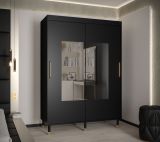 Armoire neutre à portes coulissantes avec deux barres de penderie Jotunheimen 282, couleur : noir - Dimensions : 208 x 150,5 x 62 cm (H x L x P)