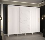 Armoire grand format avec aspect marbre Jotunheimen 167, Couleur : Blanc - Dimensions : 208 x 250,5 x 62 cm (H x L x P)