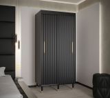 Armoire à portes coulissantes avec grand espace de rangement Jotunheimen 134, Couleur : Noir - Dimensions : 208 x 100,5 x 62 cm (H x L x P)