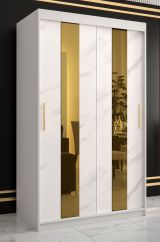 Armoire au design noble Hochfeiler 07, Couleur : Blanc / Marbre blanc - Dimensions : 200 x 120 x 62 cm (h x l x p), avec grand espace de rangement
