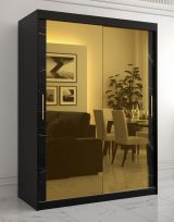 Armoire exceptionnelle avec deux portes miroir Hochfeiler 84, Couleur : Noir / Marbre noir - Dimensions : 200 x 150 x 62 cm (h x l x p), avec 10 compartiments