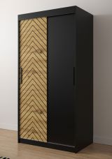 Armoire à cinq casiers Mulhacen 05, Couleur : Noir mat / Chêne artisan - Dimensions : 200 x 100 x 62 cm (h x l x p), avec grand espace de rangement