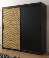 Armoire style Mulhacen 29, Couleur : Noir mat / Chêne artisan - Dimensions : 200 x 200 x 62 cm (h x l x p), avec 10 compartiments