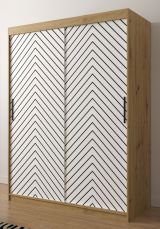Armoire Mulhacen 50, Couleur : Chêne Artisan / Blanc mat / Noir mat - Dimensions : 200 x 150 x 62 cm (h x l x p), avec cinq casiers