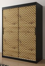 Armoire au design raffiné Mulhacen 53, Couleur : Noir mat / Chêne artisan - Dimensions : 200 x 120 x 62 cm (h x l x p), avec cinq casiers