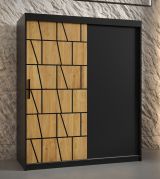 Noble armoire Olperer 03, Couleur : Noir mat - Dimensions : 200 x 150 x 62 cm (h x l x p), avec cinq casiers et deux tringles à vêtements