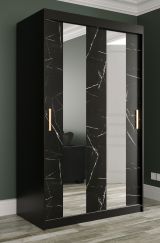 Armoire moderne avec motif en marbre Ätna 05, Couleur : Noir mat / Marbre noir - Dimensions : 200 x 120 x 62 cm (h x l x p), avec grand espace de rangement
