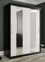 Armoire optique marbre Ätna 10, Couleur : Noir mat / Marbre blanc - Dimensions : 200 x 150 x 62 cm (h x l x p), avec grand espace de rangement