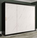 Armoire élégante avec suffisamment d'espace de rangement Etna 46, Couleur : Noir mat / Marbre blanc - Dimensions : 200 x 250 x 62 cm (h x l x p), avec motif de marbre moderne 