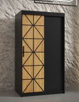 Armoire avec motif moderne Zumsteinspitze 01, Couleur : Noir mat - Dimensions : 200 x 100 x 62 cm (h x l x p), avec cinq casiers