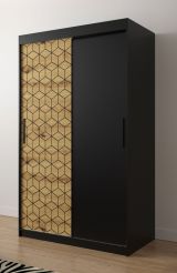 Armoire au design moderne Dom 11, Couleur : Noir mat / Chêne artisan - Dimensions : 200 x 120 x 62 cm (h x l x p), avec suffisamment d'espace de rangement