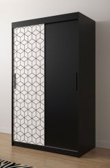 Armoire avec motif moderne Dom 12, Couleur : Noir mat / Blanc mat - Dimensions : 200 x 120 x 62 cm (h x l x p), avec cinq casiers