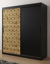 Armoire avec motif moderne Dom 23, Couleur : Noir mat / Chêne Artisan - Dimensions : 200 x 180 x 62 cm (h x l x p), avec suffisamment d'espace de rangement