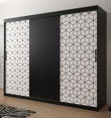 Armoire neutre Dom 36, Couleur : Noir mat / Blanc mat - Dimensions : 200 x 250 x 62 cm (h x l x p), avec trois portes
