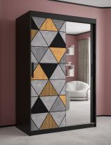 Armoire Strahlhorn 14, Couleur : Noir mat - Dimensions : 200 x 120 x 62 cm (h x l x p), avec une porte à miroir