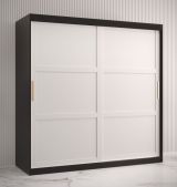 Armoire avec 10 compartiments Liskamm 15, Couleur : Noir mat / Blanc mat - Dimensions : 200 x 180 x 62 cm (h x l x p), avec deux portes