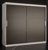 Armoire stylée Liskamm 18, Couleur : Blanc mat / Noir mat - Dimensions : 200 x 200 x 62 cm (h x l x p), avec 10 compartiments et deux tringles à vêtements