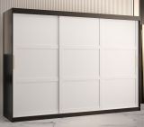 Armoire grand format avec 10 compartiments Liskamm 23, Couleur : Noir mat / Blanc mat - Dimensions : 200 x 250 x 62 cm (h x l x p), avec deux tringles à vêtements