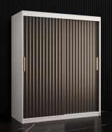 Armoire de style moderne Balmenhorn 58, Couleur : Blanc mat / Noir mat - Dimensions : 200 x 150 x 62 cm (h x l x p), avec grand espace de rangement